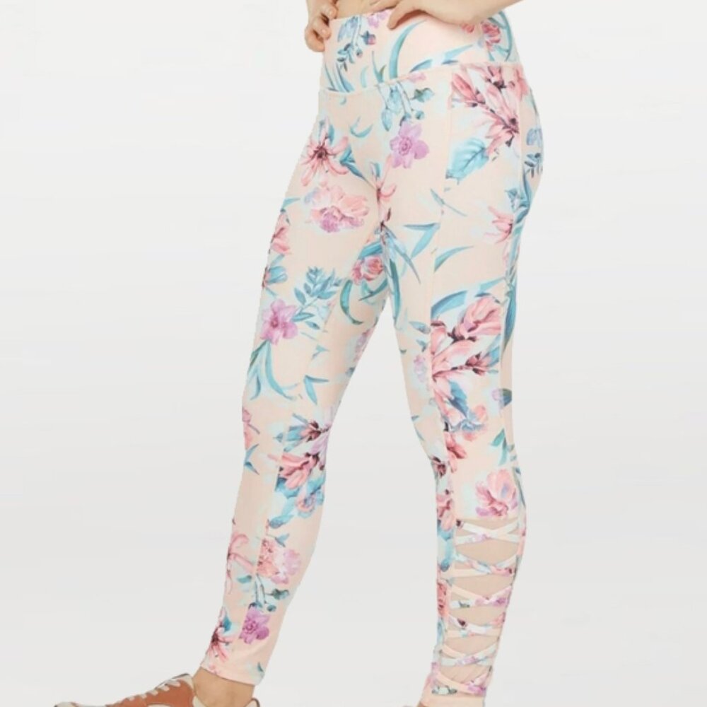Ideology Peach Tropical Floral Leggings